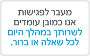 מעבר לפגישות אנו כמובן עומדים
לשרותך במהלך היום לכל שאלה או ברור.